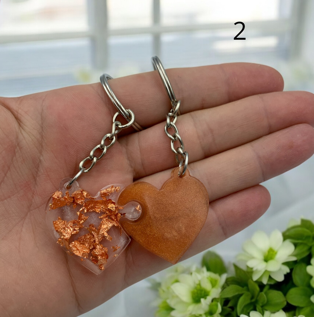 Porte clés double coeur