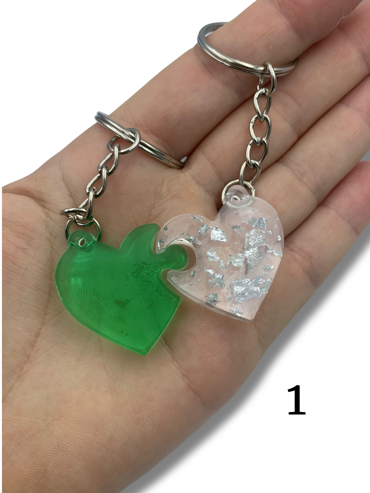 Porte clés double coeur