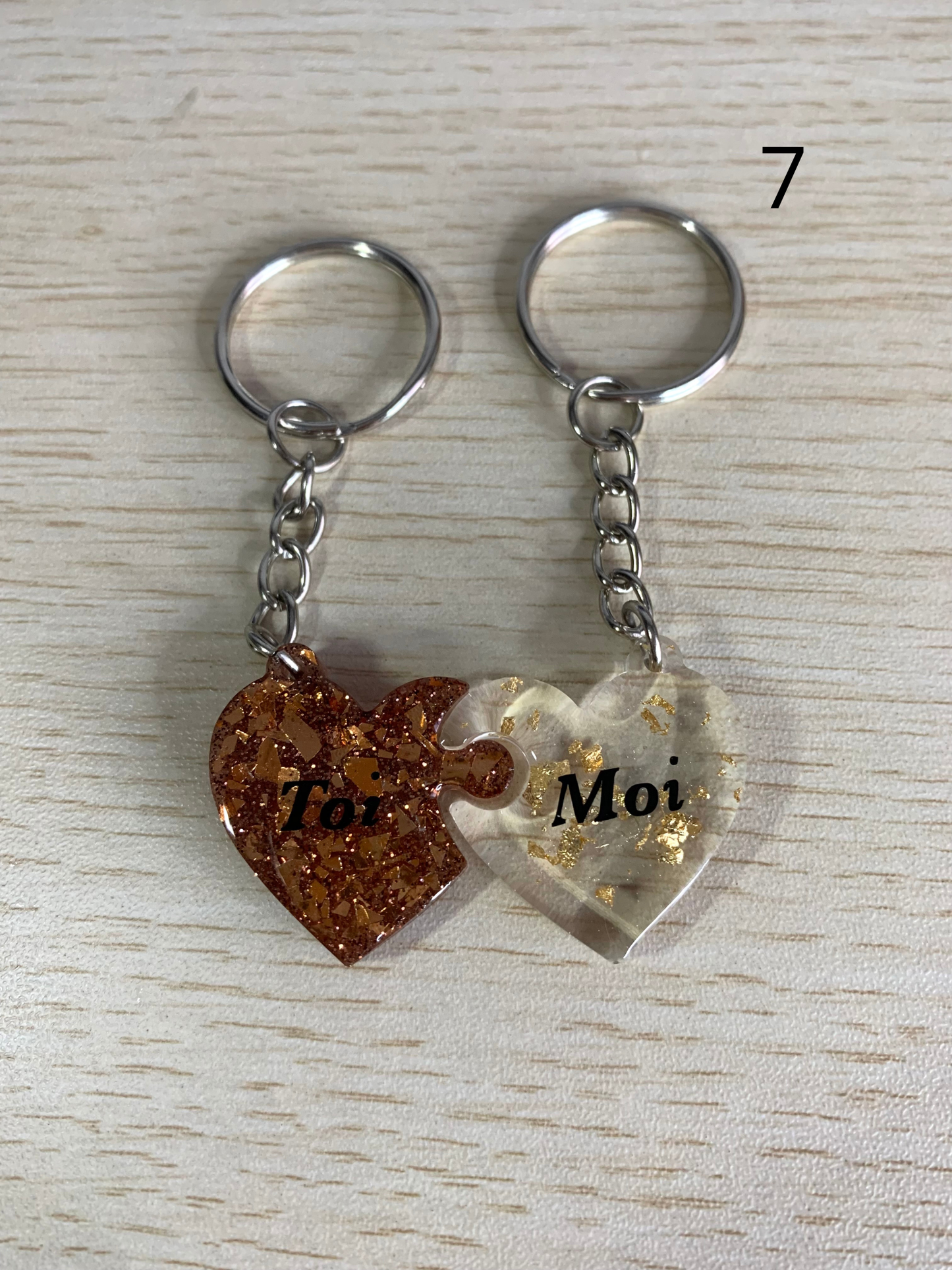 Portes clés double coeur