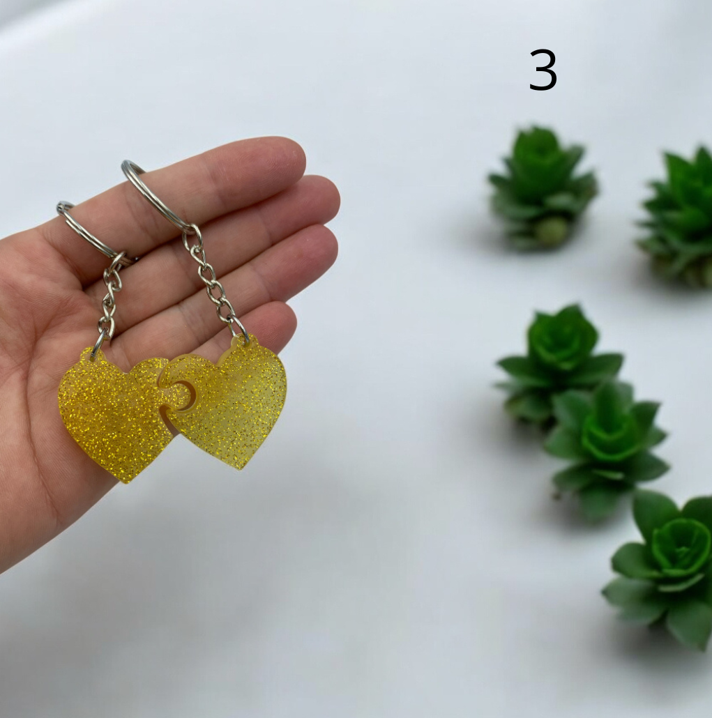Porte clés double coeur
