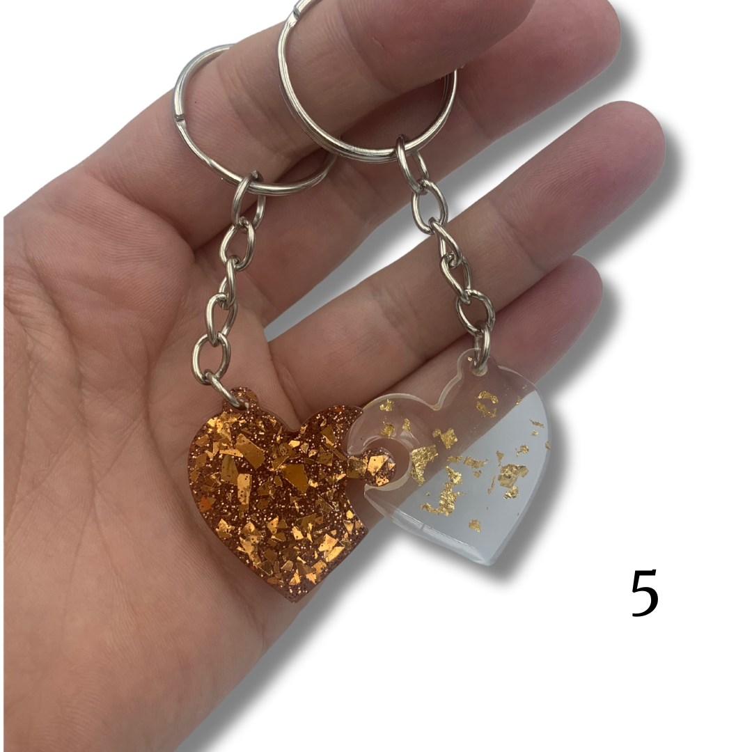 Porte clés double coeur