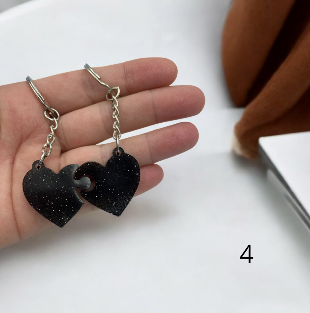 Porte clés double coeur