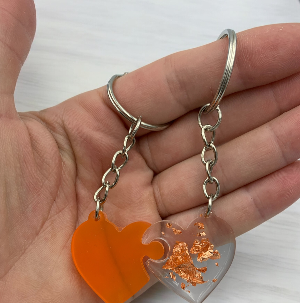 Porte clés double coeur