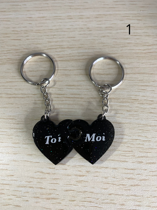 Portes clés double coeur