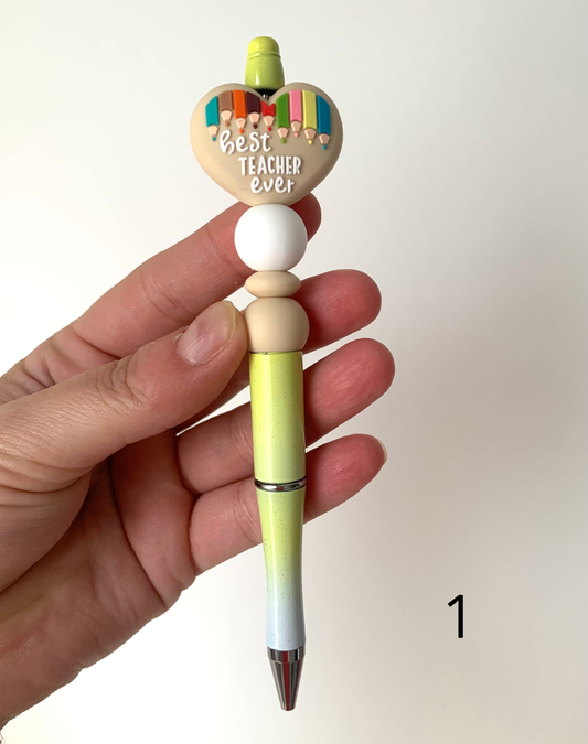 Stylo perles silicone et bois