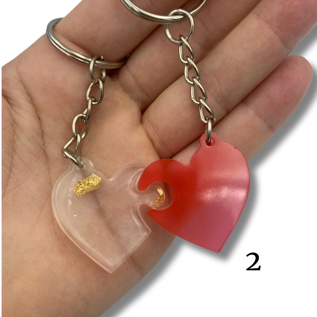 Porte clés double coeur