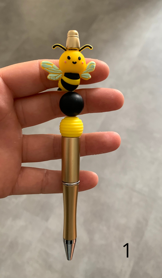 Stylo perles silicone et bois