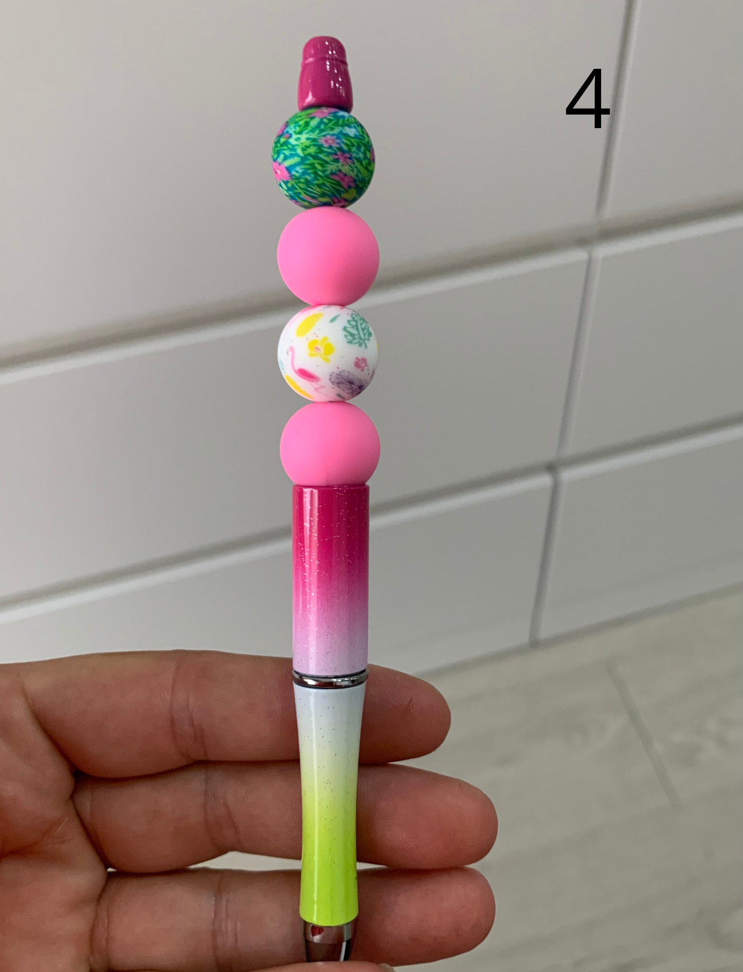 Stylo perles silicone et bois