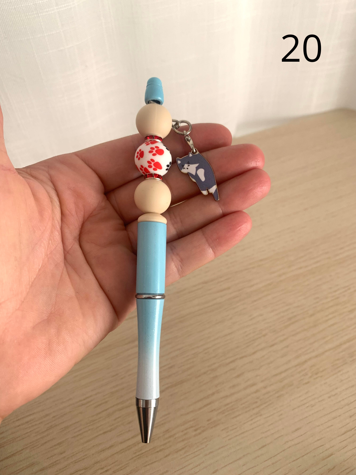 Stylo perles silicone et bois