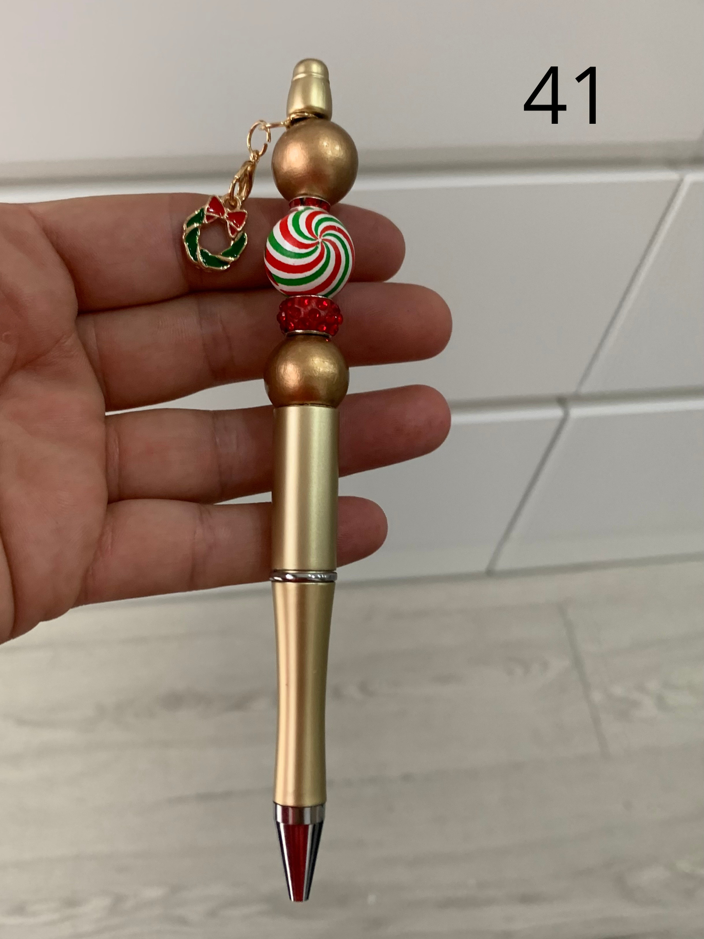 Stylo perles silicone et bois