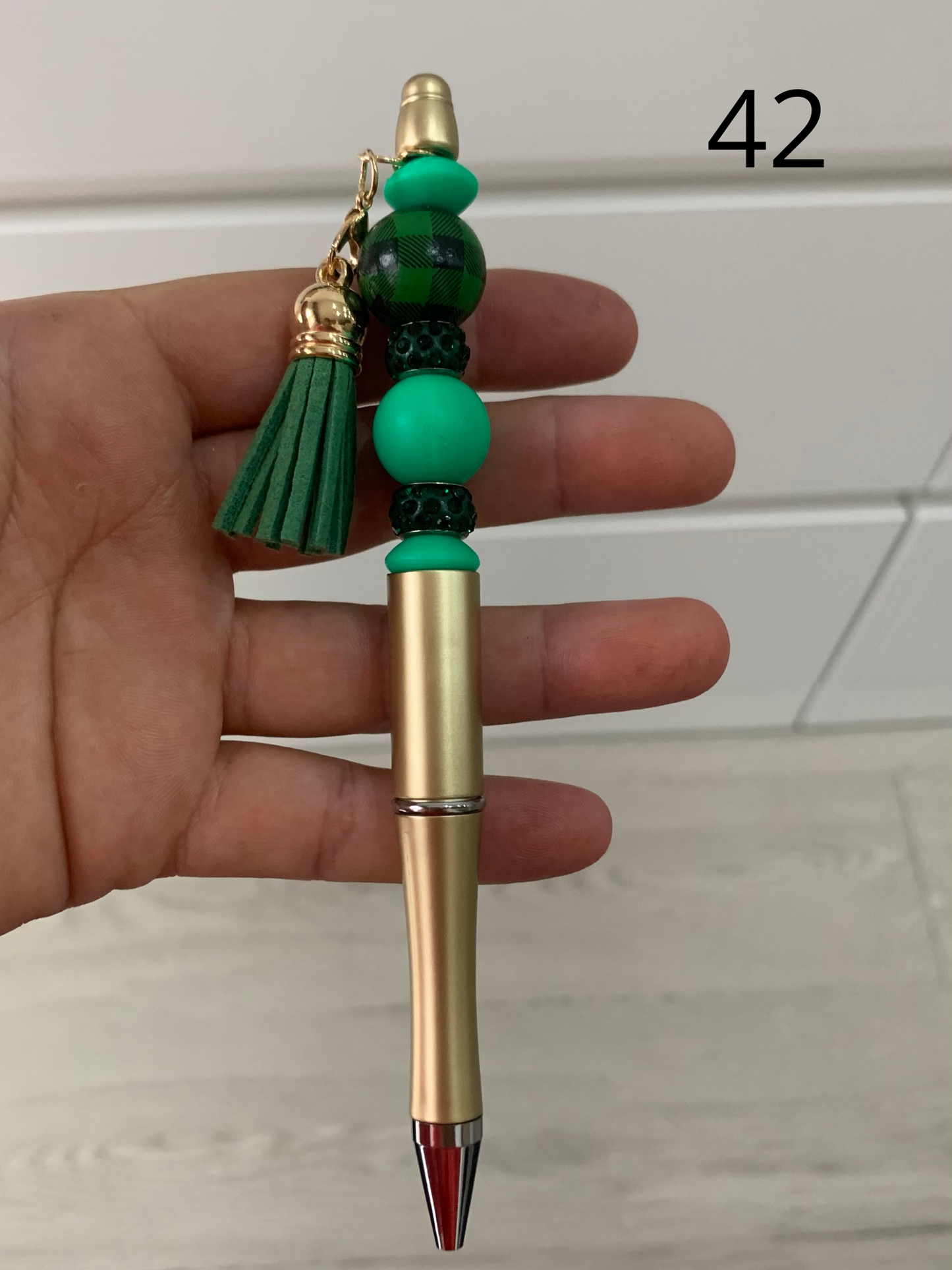 Stylo perles silicone et bois