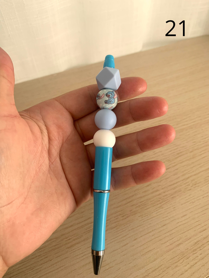 Stylo perles silicone et bois