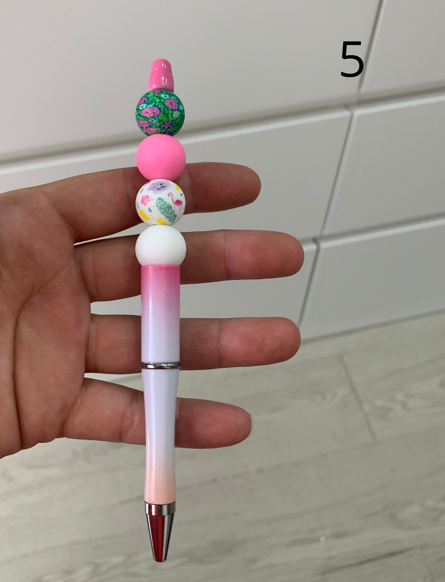 Stylo perles silicone et bois