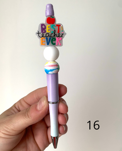 Stylo perles silicone et bois