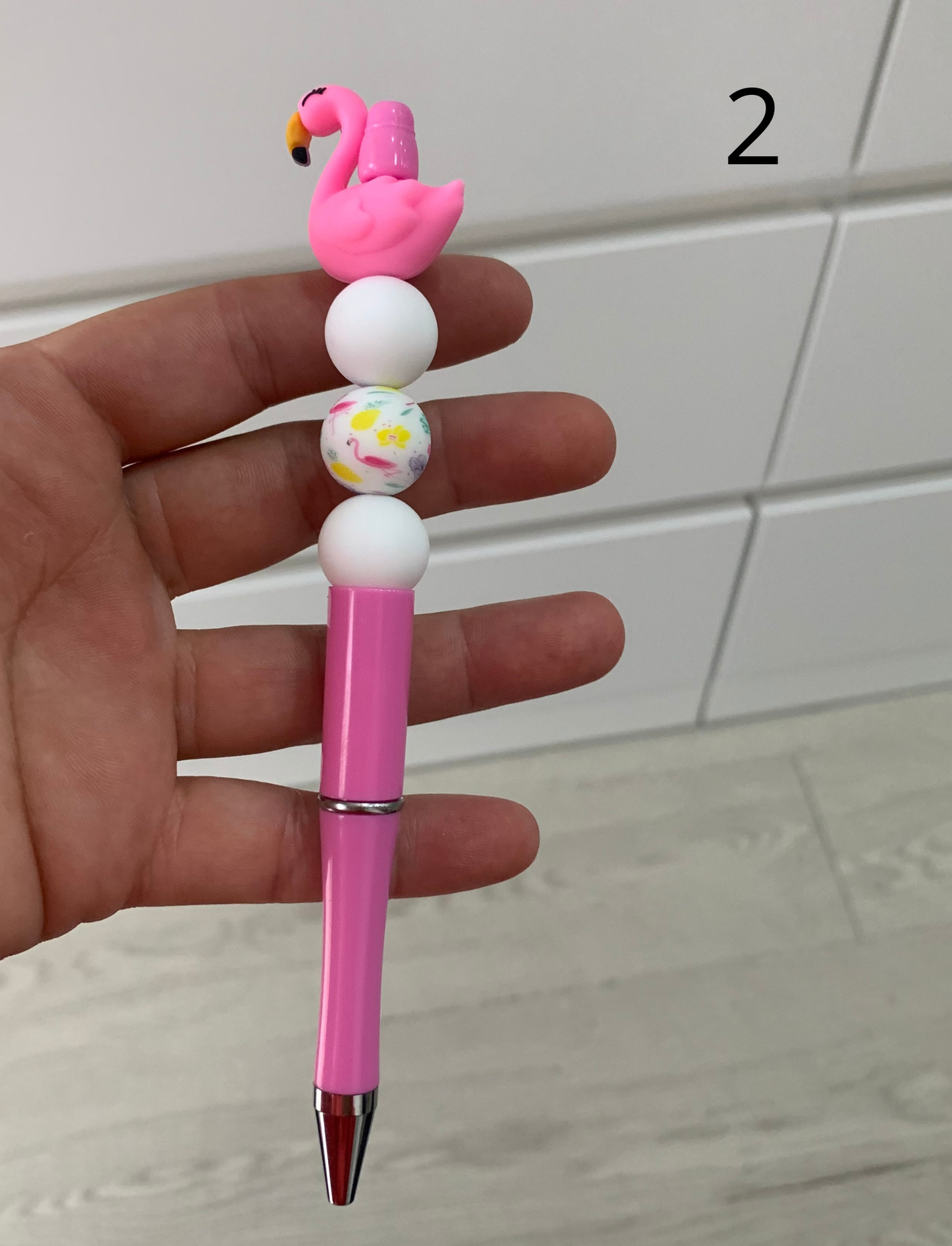 Stylo perles silicone et bois
