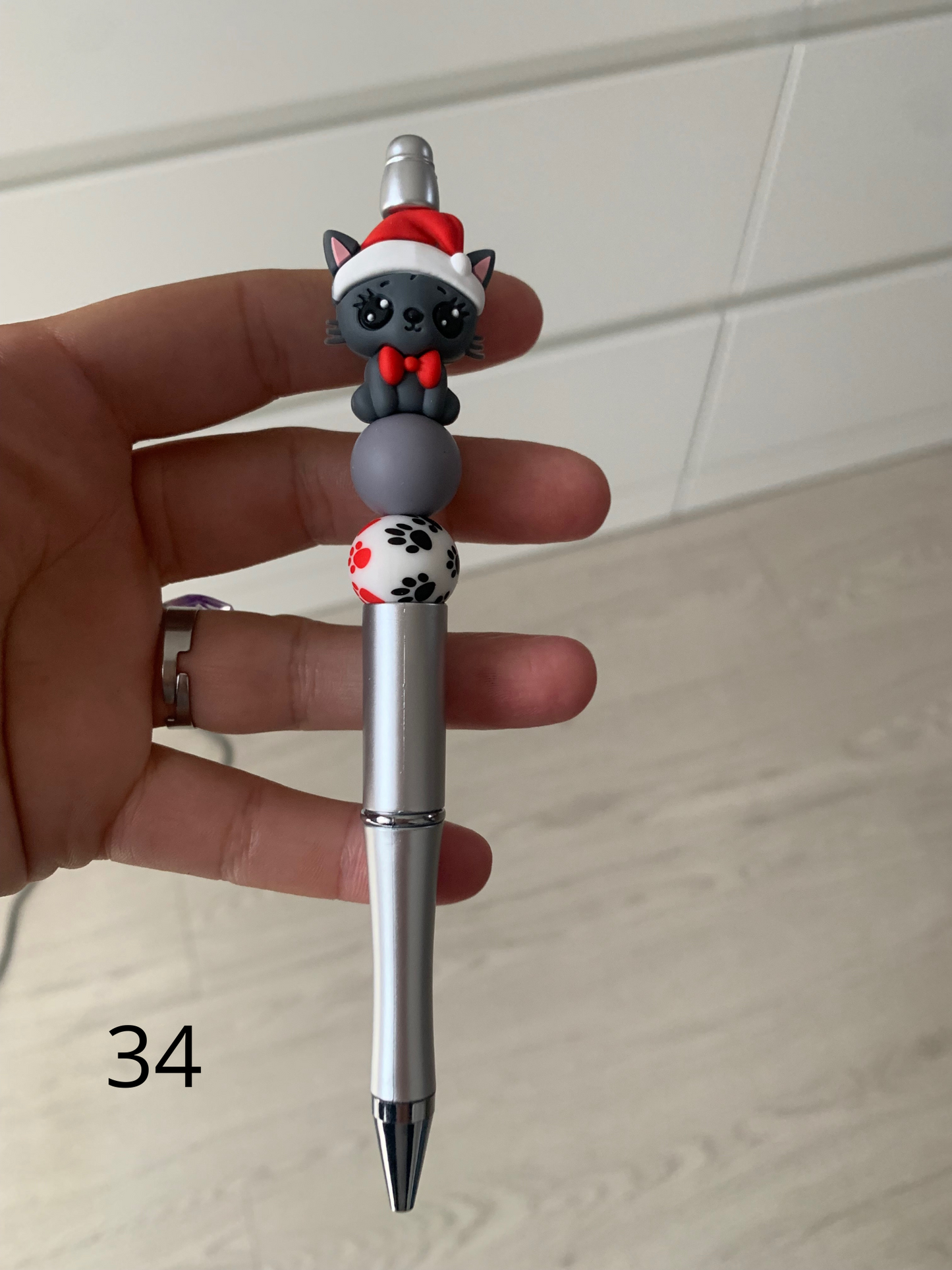 Stylo perles silicone et bois