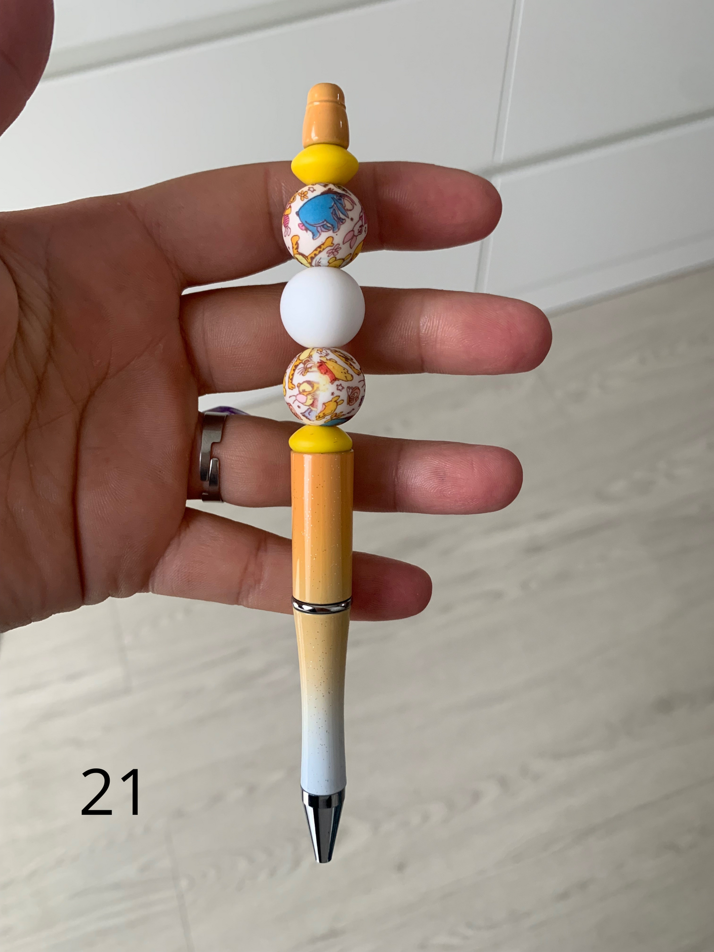 Stylo perles silicone et bois