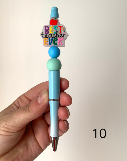 Stylo perles silicone et bois