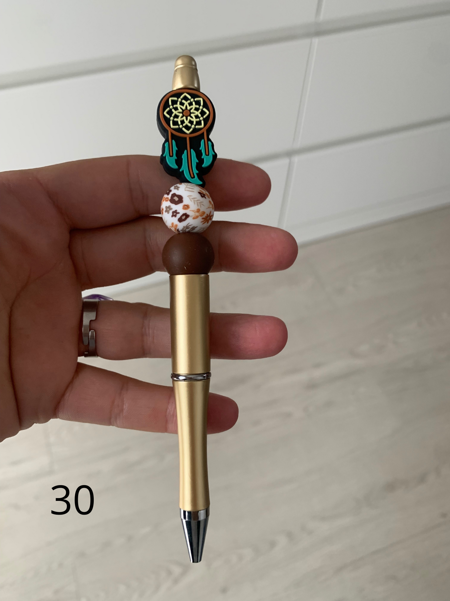 Stylo perles silicone et bois