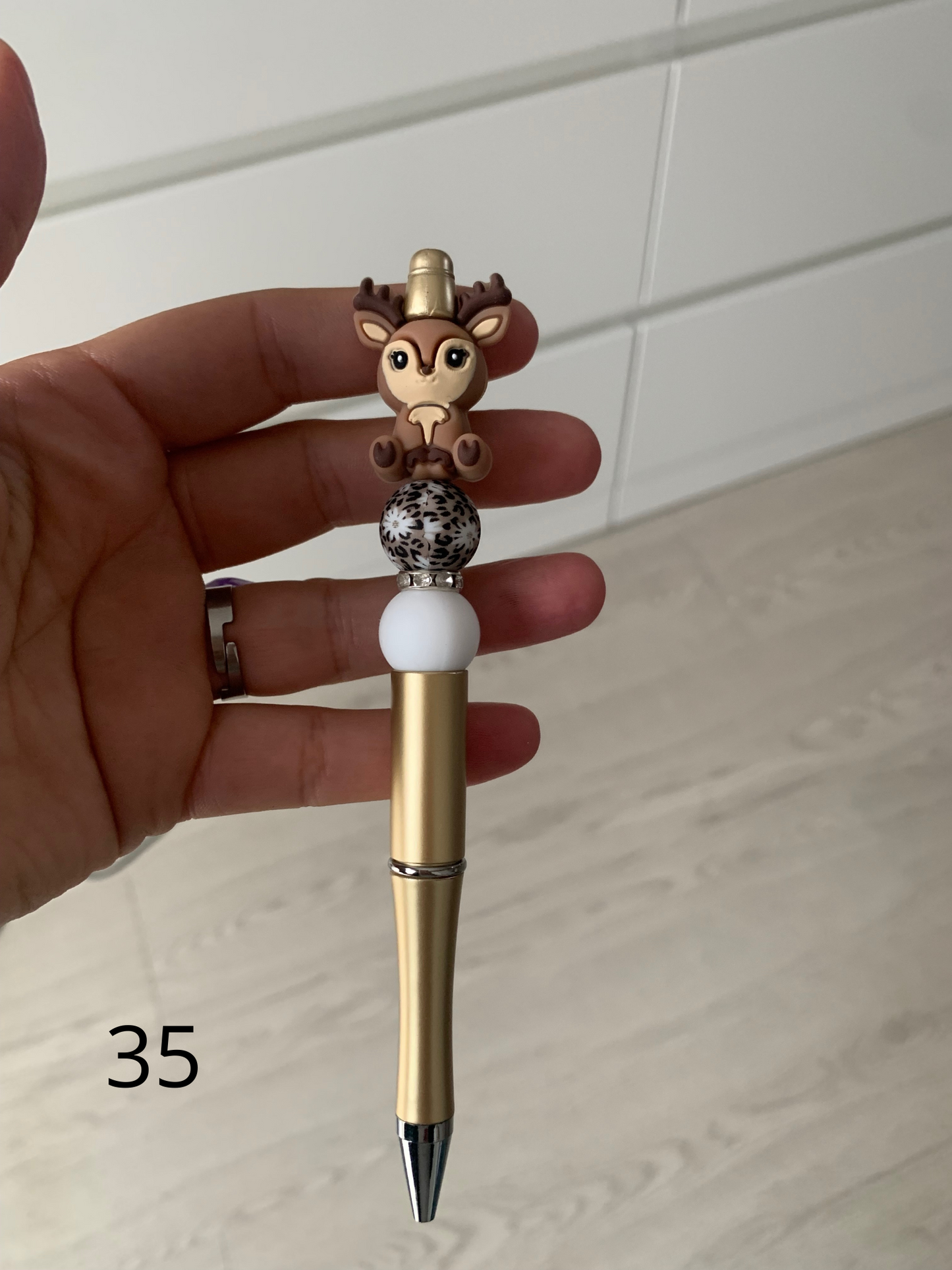 Stylo perles silicone et bois