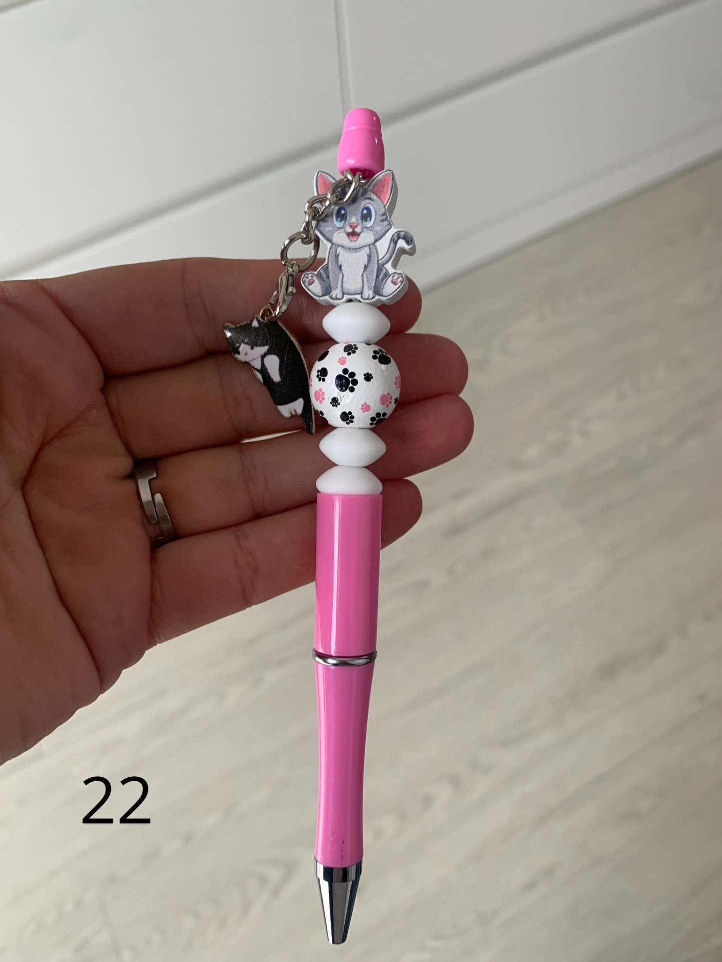 Stylo perles silicone et bois