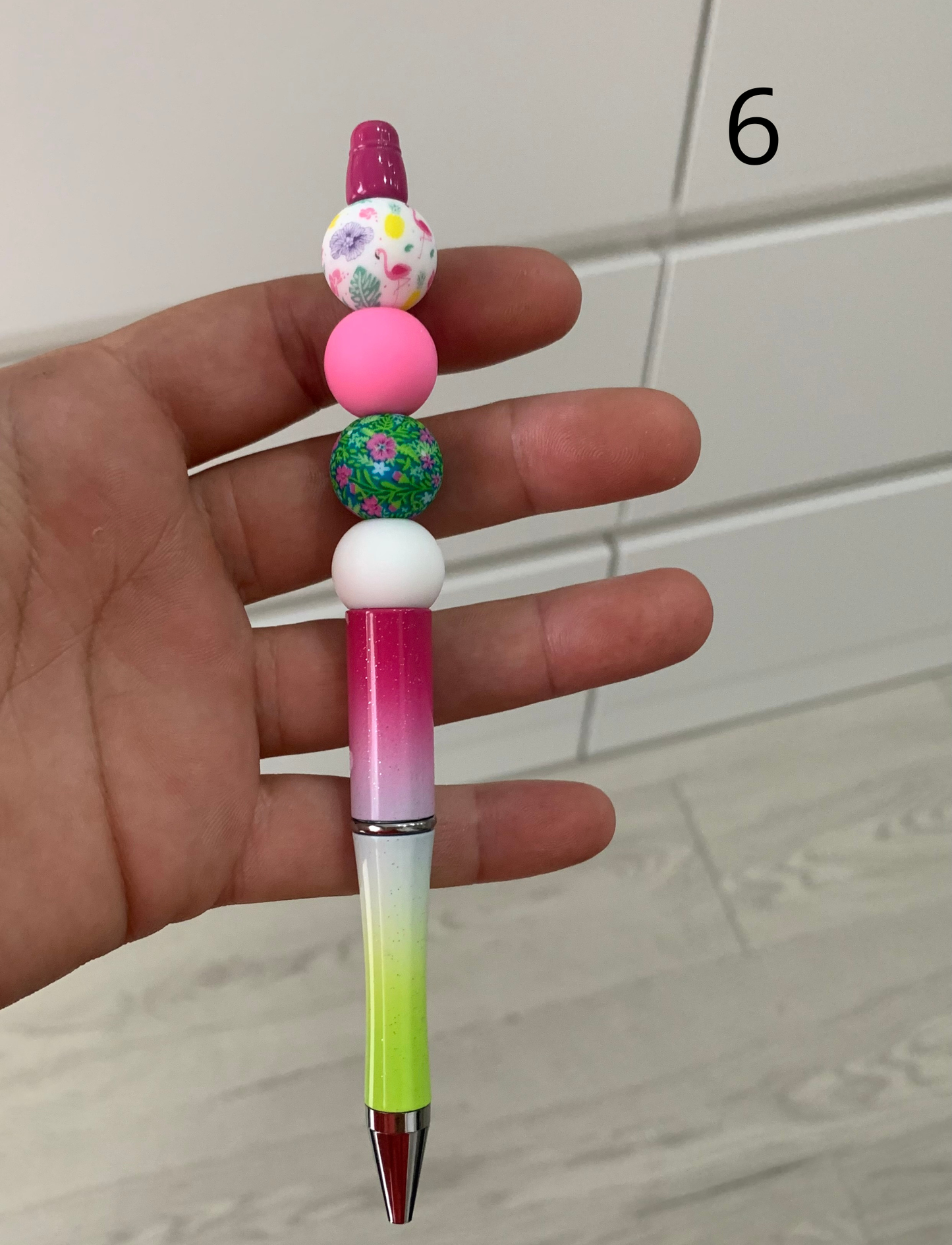 Stylo perles silicone et bois